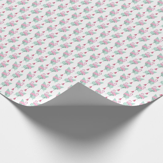 Flamingo & Watermelon Pastel Pattern Geschenkpapier (Ecke)