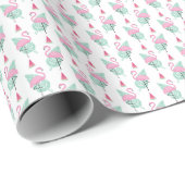 Flamingo & Watermelon Pastel Pattern Geschenkpapier (Rolleneckpunkt)