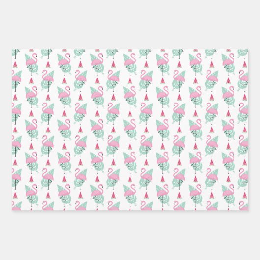 Flamingo & Watermelon Pastel Pattern Geschenkpapier Set (Vorderseite 2)