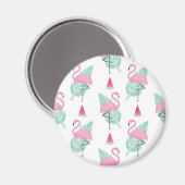 Flamingo & Watermelon Pastel Pattern Magnet (Vorderseite/Rückseite)