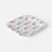 Flamingo & Watermelon Pastel Pattern Pappteller (Gewinkelt)