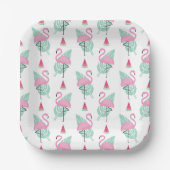 Flamingo & Watermelon Pastel Pattern Pappteller (Vorderseite)