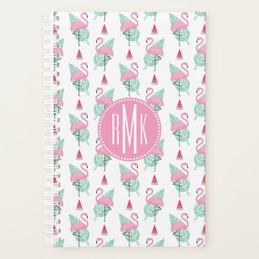 Flamingo & Watermelon Pastel Pattern Planer (Vorderseite)