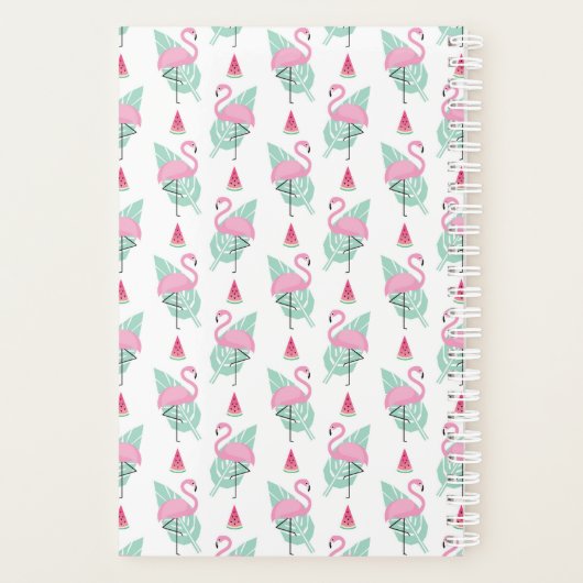 Flamingo & Watermelon Pastel Pattern Planer (Rückseite)