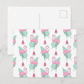 Flamingo & Watermelon Pastel Pattern Postkarte (Vorne/Hinten)