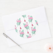 Flamingo & Watermelon Pastel Pattern Runder Aufkleber (Umschlag)