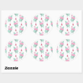 Flamingo & Watermelon Pastel Pattern Runder Aufkleber (Blatt)