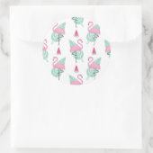 Flamingo & Watermelon Pastel Pattern Runder Aufkleber (Tasche)