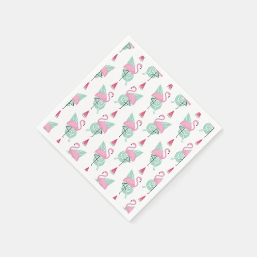 Flamingo & Watermelon Pastel Pattern Serviette (Ecke)