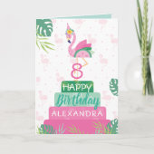 Flamingo & Watermelon Tropical Birthday Cake Card Karte (Vorderseite)