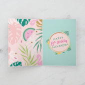 Flamingo & Watermelon Tropical Birthday Cake Card Karte (Innenseite)