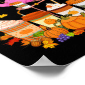 Flamingo Wearing Hat Fall Kaffee Cups Lover Poster (Ecke)