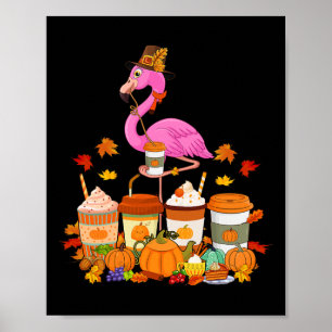 Flamingo Wearing Hat Fall Kaffee Cups Lover Poster