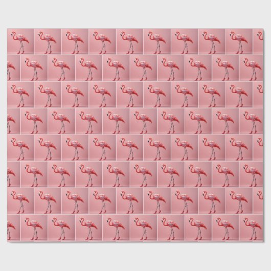 Flamingo Wearing Red High Heels Geschenkpapier (Flach)