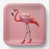 Flamingo Wearing Red High Heels Pappteller (Vorderseite)