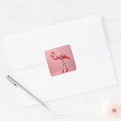 Flamingo Wearing Red High Heels Quadratischer Aufkleber (Umschlag)