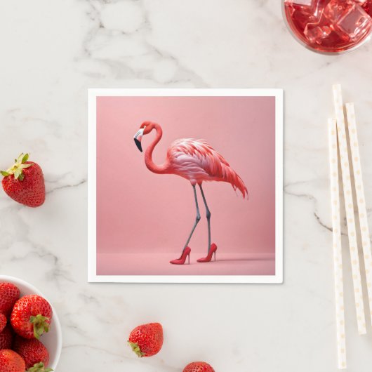 Flamingo Wearing Red High Heels Serviette (Beispiel)