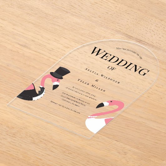 Flamingo Wedding Acryleinladungen (Ablage )