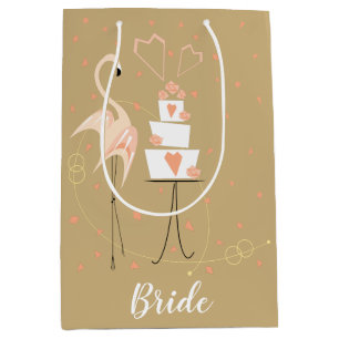 Flamingo Wedding Bride Medium Mittlere Geschenktüte