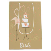 Flamingo Wedding Bride Medium Mittlere Geschenktüte (Rückseite)