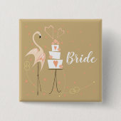 Flamingo Wedding Bride Platz Button (Vorderseite)