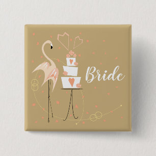 Flamingo Wedding Bride Platz Button