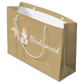 Flamingo Wedding Bridesmaid Große Geschenktüte (Rückseite Schrägansicht)