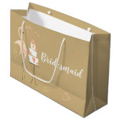 Flamingo Wedding Bridesmaid Große Geschenktüte (Vorderseite Schrägansicht)