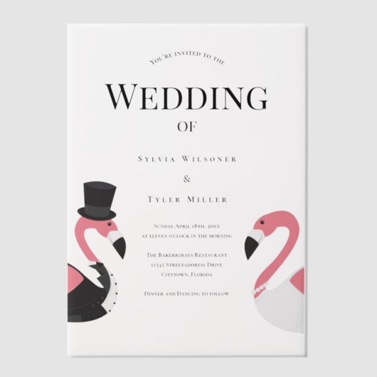 Flamingo Wedding Einladung (Vorderseite)