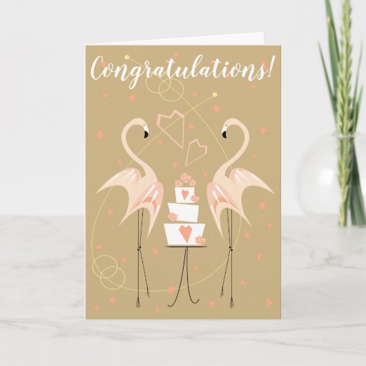 Flamingo Wedding Gratulation Text Karte (Vorderseite)