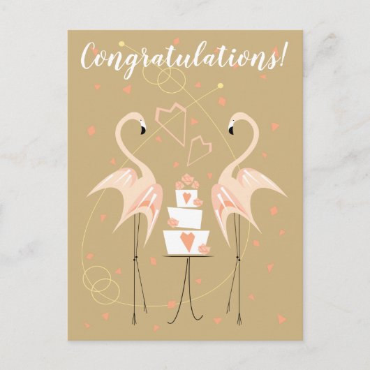 Flamingo Wedding Herzlichen Glückwunsch Postkarten (Vorderseite)