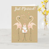 Flamingo Wedding Just Married Karte (Gelbe Blume)