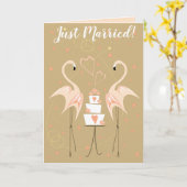 Flamingo Wedding Just Married Text peach in Karte (Gelbe Blume)