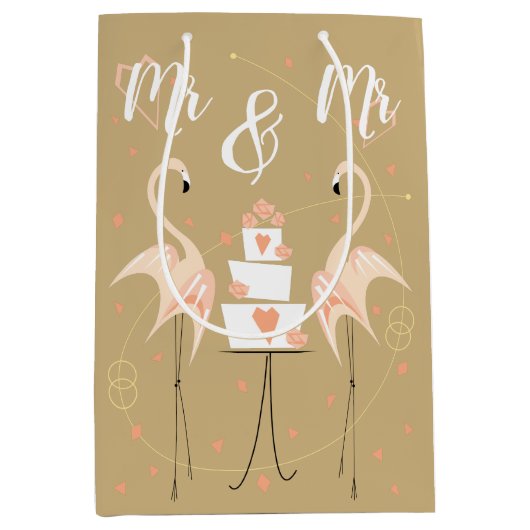 Flamingo Wedding Mr. & Mr. Mittlere Geschenktüte (Vorderseite)