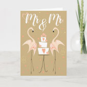 Flamingo Wedding Mr. & Mr Text Karte (Vorderseite)