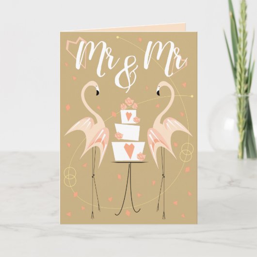 Flamingo Wedding Mr. & Mr. Text peach inside Karte (Vorderseite)