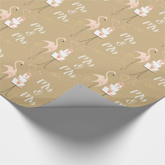 Flamingo Wedding Mrs. & Mrs. Packpapier (Ecke)