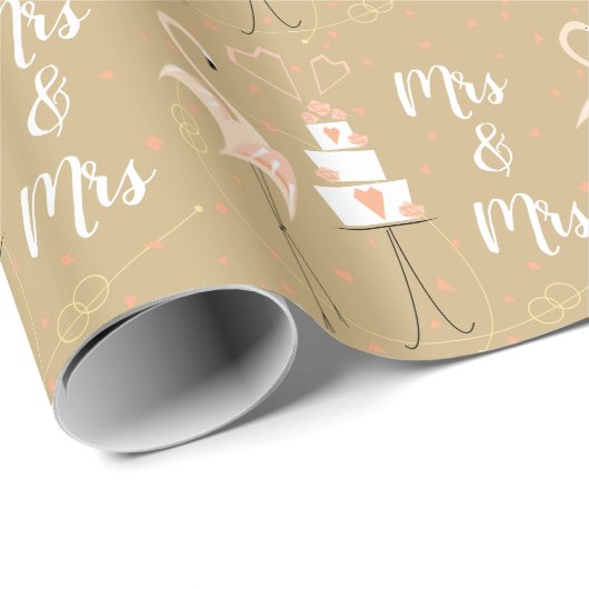 Flamingo Wedding Mrs. & Mrs. Packpapier (Rolleneckpunkt)