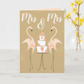 Flamingo Wedding Mrs. & Mrs. Text peach inside Karte (Gelbe Blume)