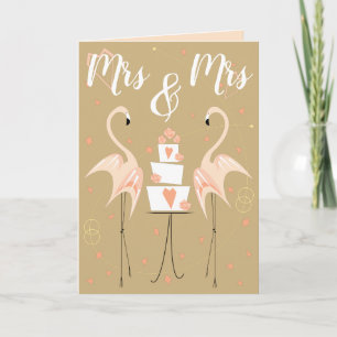Flamingo Wedding Mrs. & Mrs. Text peach inside Karte