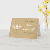Flamingo Wedding Names Just Married Date Landschaf Karte (Gelbe Blume)