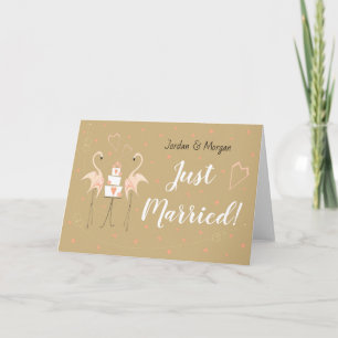 Flamingo Wedding Names Just Married Landschaftskar Karte