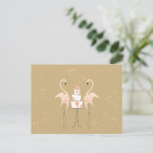 Flamingo Wedding Postkartenlandschaft Postkarte (Stehend Vorderseite)