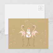 Flamingo Wedding Postkartenlandschaft Postkarte (Vorne/Hinten)