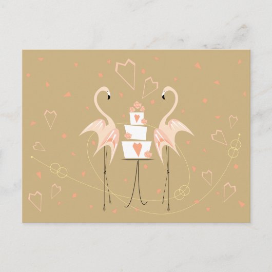 Flamingo Wedding Postkartenlandschaft Postkarte (Vorderseite)