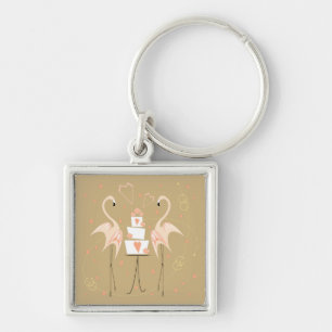Flamingo Wedding Premium Schlüsselanhänger Platz