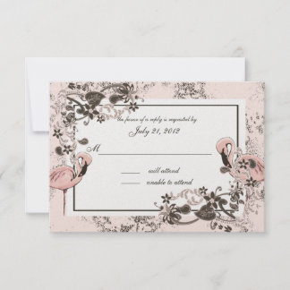 Flamingo Wedding Response RSVP Karte
