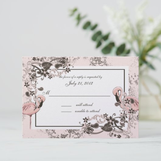 Flamingo Wedding Response RSVP Karte (Stehend Vorderseite)