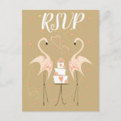 Flamingo Wedding RSVP Postkartenporträt Postkarte (Vorderseite)