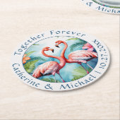 Flamingo Wedding Runder Pappuntersetzer (Angewinkelt)